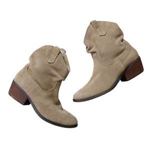 White Mountain Slammin Western Ankle Boots Tan Suede Shortie Cowgirl Boots Sz 6